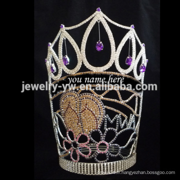 Les tiaras de mode en gros peuvent écrire votre nom couronne grande couronne de grand cristal